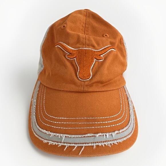 Texas UT Longhorns Hat Cap Mens Strap Back Gray Orange Football Distressed - Picture 1 of 3